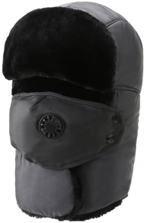 Herren-Trappermütze, Jagdhut, russischer Hut, warmer Winter-Hut mit Ohrenklappen, weicher Winterhut für russische Trooper, Winter-Trappermütze für Männer und Frauen, Einheitsgröße, Schwarz, Blakc, One