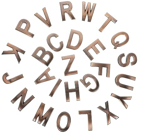 Selbstklebendes Alphabet mit 26 Buchstaben für Tür und Briefkasten | Abs Kunstharz, Dreidimensional und Glänzend, Lesbar für Haus und Hotel, Modern Elegant