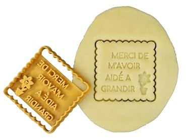 3DKOUPE - Emporte-pièce petit beurre carré - Merci de m'avoir aidé à grandir avec motif de fleur - Couleur au choix - Conçu et fabriqué en France