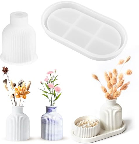 Silicona Florero Moldes,2 Piezas Botella Molde de Resina, Moldes Resina Jarrón,DIY Moldes Resina Silicona Floreros,portalápices, Decoraciones de Escritorio