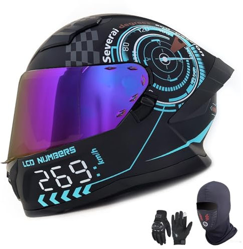 Motorradhelm Klapphelm Motorradhelm Integralhelme für Erwachsene Vollvisierhelm Mopedhelm für Herren Damen Atmungsaktiv ECE Zertifiziert 10,XL61-62CM
