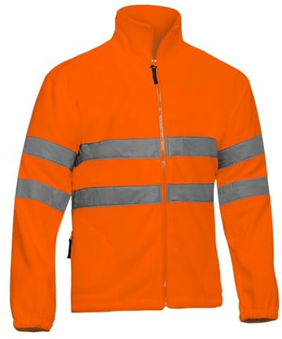Adeepi Polaire HV orange | Haute-Visibilité | Deux poches frontales zippées | Fermeture centrale zippée | Bandes réfléchissantes | Taille ajustable | Usage Professionnel | Orange Fluo | De XS au 4XL