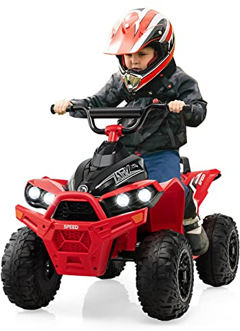 RELAX4LIFE Macchina Elettrica per Bambini, Veicolo a Batteria 12V con Luci LED, 2 Velocità, Clacson, Musica, Sedile Ampio, Veicolo Giocattolo a 4 Ruote per Bambini e Bambine 3 Anni + (ROSSO)