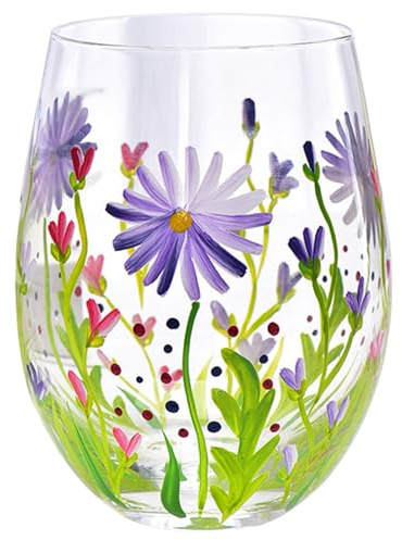 Veesper Verres à vin peintes 560 ml Verre à vin de fleur Résistance à la chaleur Personnalisé Verre de vin Perfe