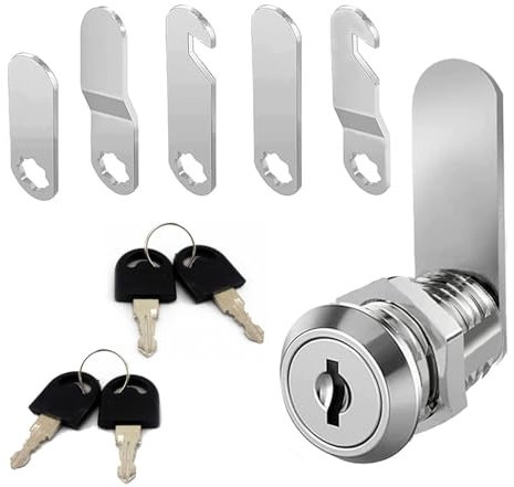 20mm Security Mailbox Lock, Cabinet Lock Set, Cabinet Drawer Cam Lock, Toolbox Door Cupboard Locks, 4 Keys Comes with 5 Different Lock Plates, Letter Post Box Lock for Mailboxes, Cupboard Doors