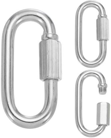 PATIKIL M10 Quick Link Chain Connector, 3 Pcs 3/8 304 Stainless Steel Locking Quick Chain Repair Links for Towing Swing Outdoor Equipment, 2297 lbs Capacity