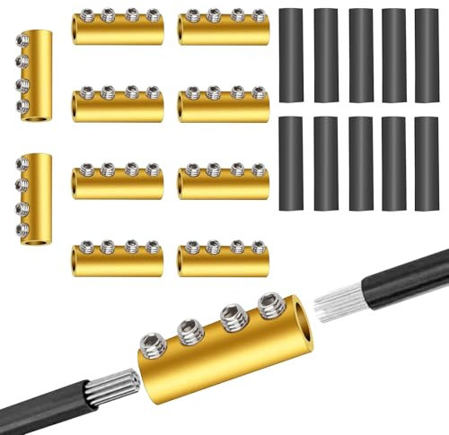 10pc 6 AWG Wire Connectors, 80A Quick Terminal for Splicing and Wiring, Circuit Connector with Screws and Heat Shrink Tube Included