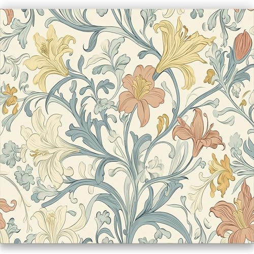Fototapete Aquarell Blumen und Blätter Vlies Tapeten Moderne 350 x 256 cmWandtapete Wohnzimmer Schlafzimmer 3d Effekt Wand Dekoration Weiß Grün