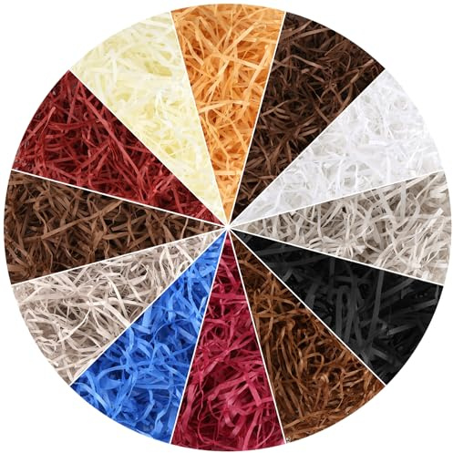 240g Papier Déchiqueté, Multicolore Frisure pour Emballage, Remplissage Boite Cadeau en Raphia, Hamper Déchiquetés Papier pour Les Paquets Boîte Cadeau, Panier Cadeau, Décoration DIY