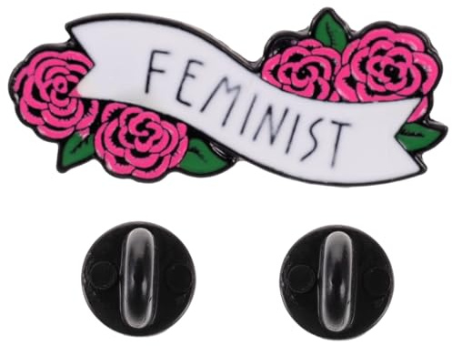 AKOOSY Elegante Feministische Emaille Pin in Rosenform aus Legierung Kreative Brosche zur Kleidung Dekoration und Jeans Brustnadel für Frauen