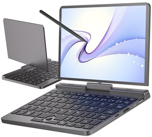 8 Zoll Mini-Laptop Touchscreen Notebook Tablet N95 2-in-1 Handheld-Computer Kleiner Pocket-PC Win-11, 12 GB RAM 512 GB SSD, Gigabit/WiFi 6/2MP Kamera/G-Sensor/HDMI/PD 30W Aufladung/QWERTY, Mit Stift