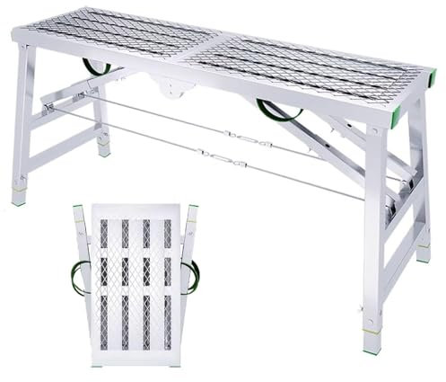 Ponteggio pieghevole portatile regolabile – Piattaforma di lavoro versatile per la pulizia di camper, pittura a parete alta e progetti di cartongesso – Design leggero e resistente