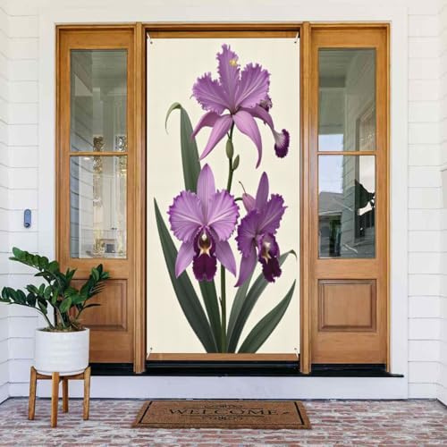 Housses de porte – Printemps été minimaliste imprimé botanique lilas n° 16 bannières de porte pour avant, panneau d'hiver et d'automne à suspendre pour extérieur et intérieur, fournitures de