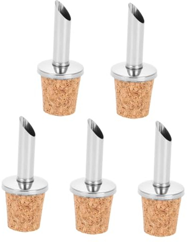 LAPYAPPE Bottle Pourer Set with Cork Stopper Angled Spout for Olive Oil Vinegar Wine Cooking Oils Leakproof Seal 5 Pack