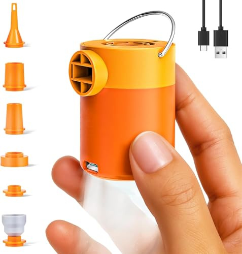 Air Pump Portable Mini Electric Pump for Inflatables with Camping Light Rechargeable USB Inflate Deflate for Air Bed Mattress,Pool Floats,Swimming Ring,Vacuum Storage Bags