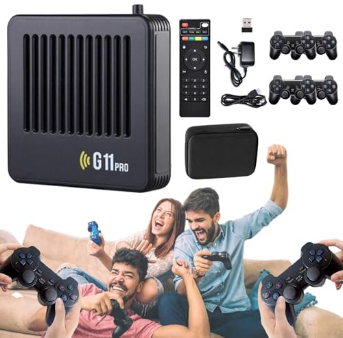 Retrowave G11 Pro 100 000 jeux, console G11 Pro, 4K HD Retro Wave G11 Pro, console de jeu vidéo Retro Wave G11 Pro, avec double manette sans fil 2/4, jeux vidéo Plug & Play (256 G + 4 manettes)