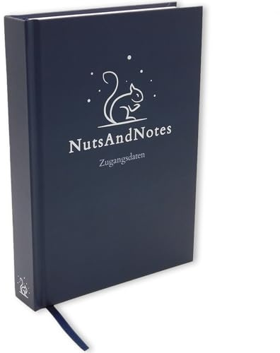 Nuts and Notes® Zugangsdatenbuch – Offline Passwortmanager & Passwortbuch mit Fadenheftung, A5 Hardcover, 2376 Passwörtern, 5 strukturierten Abschnitten für sichere Organisation auf Papier