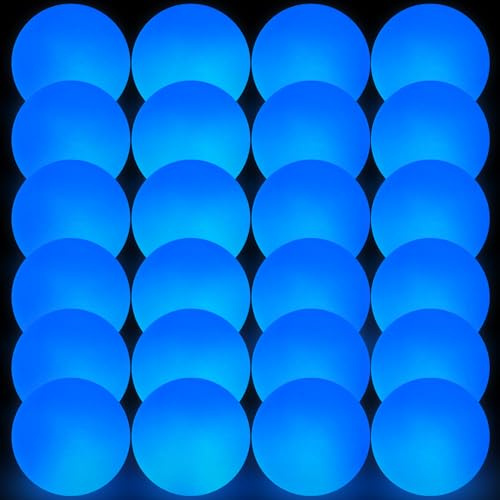 Deekin 6 /12 Pcs Glow in The Dark Street Hockey Balls, Blue, 6 Pcs | Durable PVC, Low Bounce, High Visibility, Glow in Dark, for Street Hockey, Lacrosse and Night Practice
