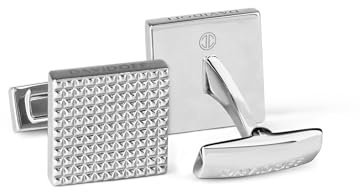 DAVIDOFF PARIS Manschettenknöpfe aus Edelstahl – Silber, quadratisch, PARIS‑Muster