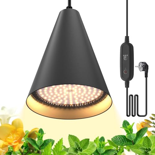 Bstrip Hängende Pflanzenlampe, 25W, 3000K, Vollspektrum | 4/9/14H-Timer, 5m Kabel, Deckenclips, verstellbare Aufhängung, für Zimmerpflanzen, Wachstum und Blüte