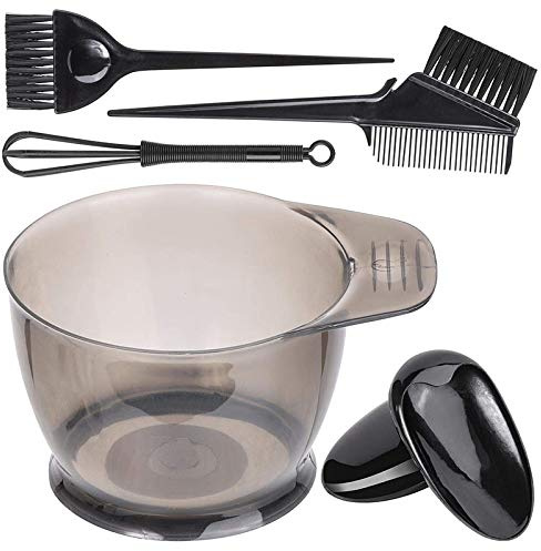 HWJAHQ 5 herramientas profesionales para teñir el cabello, adecuadas para salón y hogar, peine de pinceles, cuenco para colorear, mezclador de tinte, negro
