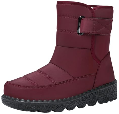 Generisch Scarpe invernali da donna foderate, stivali invernali a mezza altezza, stivali invernali, caldi, suola spessa, comodi stivali invernali, suola in gomma, stivali da neve antiscivolo, senza