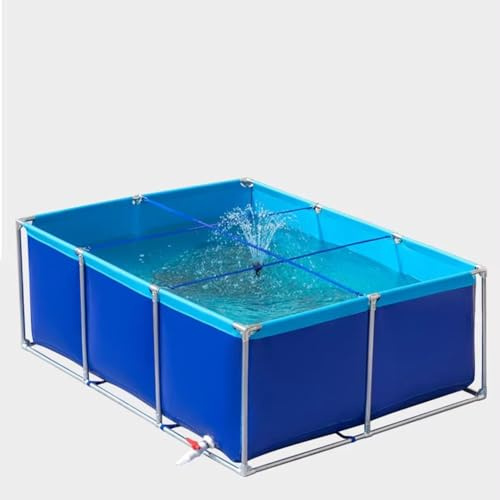GZHERVICES Bassin À Poissons Pliable, Aquarium Autoportant pour Intérieur Et Extérieur, Bâche De Bassin Flexible en PVC avec Cadre en Acier, Aquarium Et Piscine avec Vanne De Vidange(1x1x0.4m)