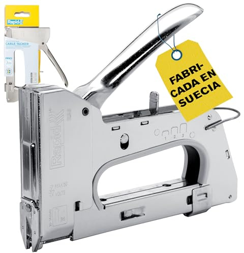 Rapid R36 PRO Graffatrice Manuale per Graffe Fermacavi n.7 e n.36, Dotata di Impugnatura Ergonomica e Parti Interne in Acciaio, Regolatore di Forza a 3 Fasi e Grilletto, Realizzata in Svezia (5001673)