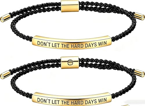 NlsqEU Två God is in Control armband Don't Let The Hard Days Win-armband unisex flätade inspirerande armband, Medium, Acetat, 1 styck