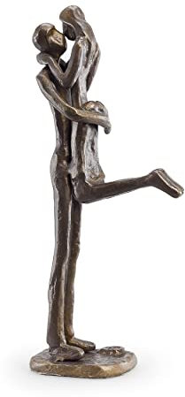 Danya B. ZD12056 Metal Art Shelf Décor - Contemporary Sand-Casted Bronze Sculpture - Passionate Kiss