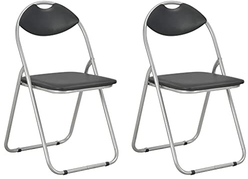 vidaXL 2X Esszimmerstuhl Klappbar Klappstuhl Faltstuhl Küchenstuhl Gästestuhl Stuhl Stühle Besucherstuhl Beistellstuhl Essstuhl Schwarz Kunstleder