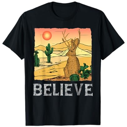 Jackrabbit Desert Mountain Cactus Sunshine Believe Jackalope T-Shirt