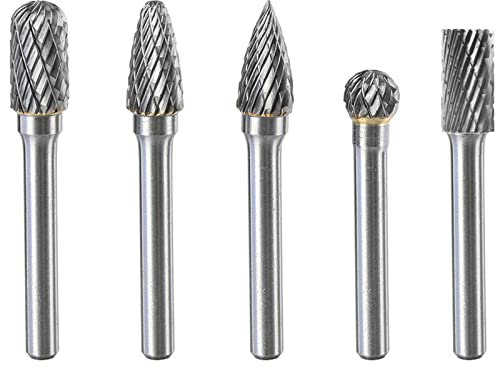 Bestgle wolframcarbid fräser 5 stück raspel set 6 mm schaft fräser bit doppelschnitt frässtifte professionell schleifaufsatz hartmetall rotationsfräser für holzbearbeitung gravur polieren schnitzen