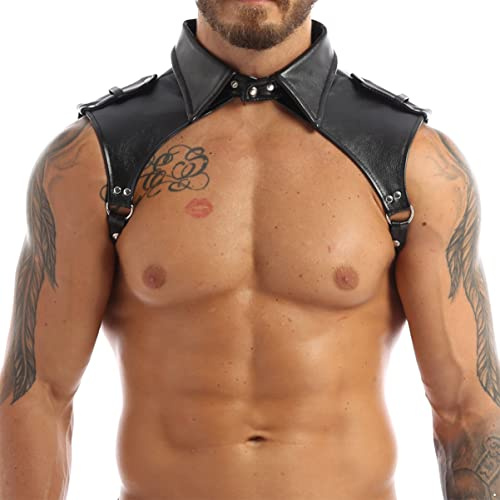 CHICTRY Men Lingerie Faux Leather Adjustable Armor Body Chest Harness Costume with Buckles
