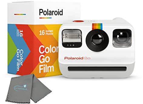 Polaroid Go Kit de démarrage pour appareil photo instantané Blanc avec 16 films Polaroid Go Color instantanés, avec un chiffon de nettoyage pour objectif Lumintrail