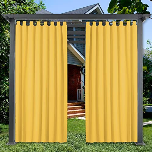 AZZRRO Outdoor Vorhang mit Abnehmbaren Schlaufen2 Stück|220x230cm（BxH） Outdoorvorhänge Wasserdicht Balkon Vorhang Sonnenschutz Outdoor Gardinen für Pavillon