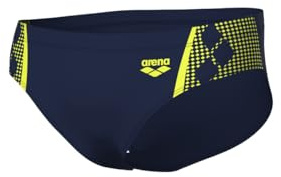 ARENA Bañador Slip Feel para Hombre Graphic, Navy-Soft Green, 90