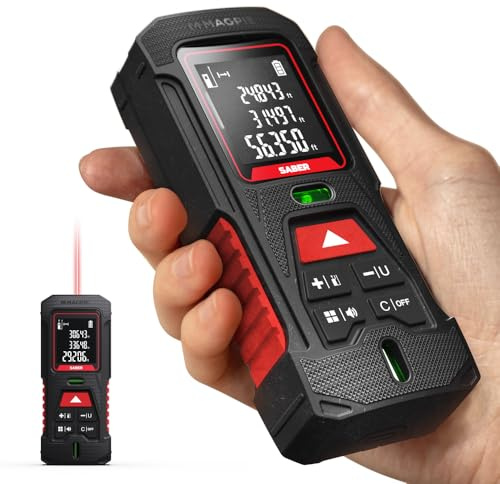 Magpie Saber 131ft (40m) Unbreakable Precision Laser Measuring Tool, Laser Measurement Tool with ft/in/m Measurement Units and 2 Bubble Levels_Class 2 Laser
