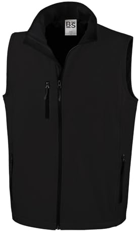 CHEMAGLIETTE! Gilet Giacca Smanicata Da Lavoro Softshell, 96% Poliestere, 4% Elastan, Con Tasche, Nero, S