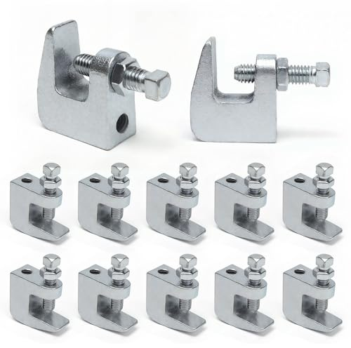 Kodilin 12PCS 3/8 Beam Clamp UNC Iron Safety Rod Beam Clamps, 3/4 Jaw Opening, Heavy Duty Wall/Ceiling Mount for Vertical Piping Support - Fits Copper & PVC Tubing