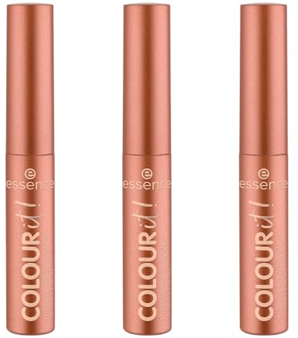 essence COLOUR it! metallic liquid liner, Eyeliner, Nr. 01, Braun, hochpigmentiert, metallisch, vegan, ohne Mikroplastikpartikel, Nanopartikel frei, ohne Parfüm, 3er Pack (3x3ml)