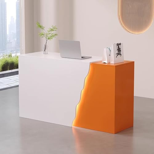 BK&MF Empfangstheke mit Schubladen LED-Leuchten,Empfangstisch mit offenen Regalen Rezeptionstheken Kassentheke für Büros Rezeptionen Hotels,C,100x40x90cm(39x16x35inch)