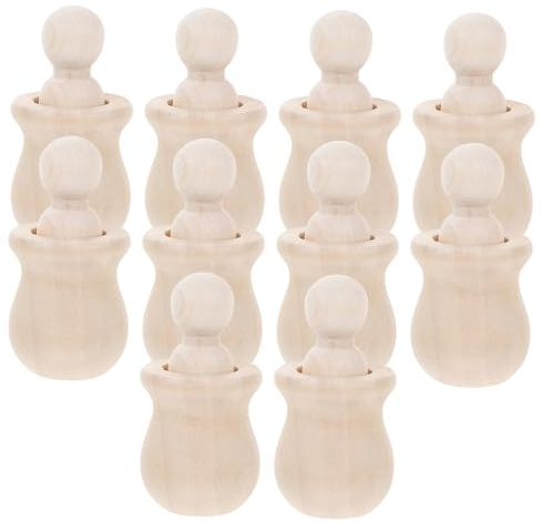 SOPOTUTU 10 Stück Selbstgemacht Holzfiguren zum Bemalen für Kinder Naturbelassenes Holz mit Glatter Oberfläche Leere Peg Menschen zum Basteln und Heimdekoration