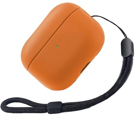 Teyomi TPU Hülle für AirPods Pro 3. Generation, Schutzhülle für Apple Airpods Pro 3 mit Handschlaufe, Texturdesign für Airpods Pro 3 Case (Orange)