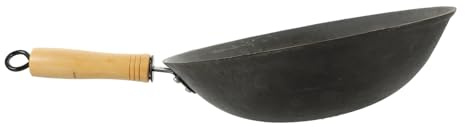 Warmhm Padella Wok da Cucina Martellata Mano in Stile Cinese Tradizionale Fondo Tondo per Friggere Cuocere Vapore e Cucinare Materiale Spesso e Resistente