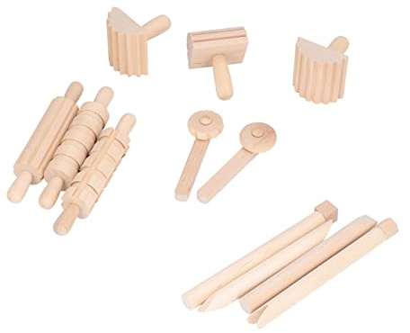 Fdit Kids DIY Rolling Pin Set for Clay Dough, Safe Basswood Material Toy for Brain Hole Gameplay, Toddler Hand Crafted Tool, Suitable for Children Over 36 Months
