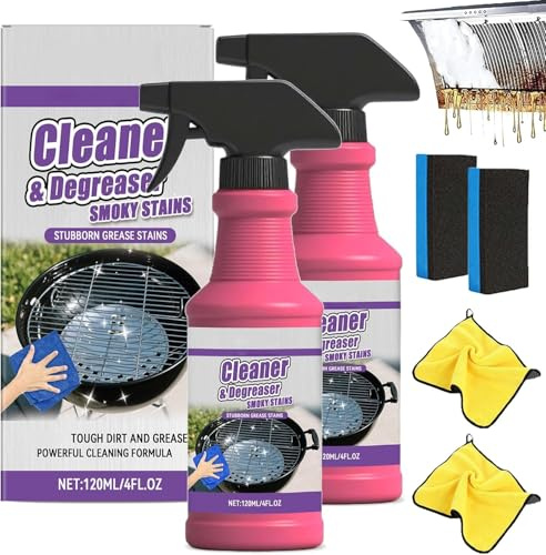 2026 Neu Fast-Acting Heavy-Duty Grill Degreaser Spray, Allzweckreiniger Spray Küchenreiniger Putzmittel, Oberflächenreiniger Backofenreiniger Reinigungsmittel für Flecken und Fette (2)