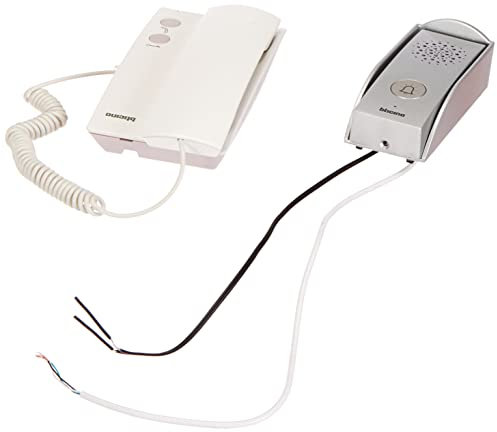 Bticino 315111 Kit Citofono Monofamiliare, 3 Fili, 1 Posto Interno Audio con Cornetta e Alimentatore + 1 Pulsantiera Esterna in Zama con Campanello e Tettuccio Antipioggia, da Parete, Intercomunicante