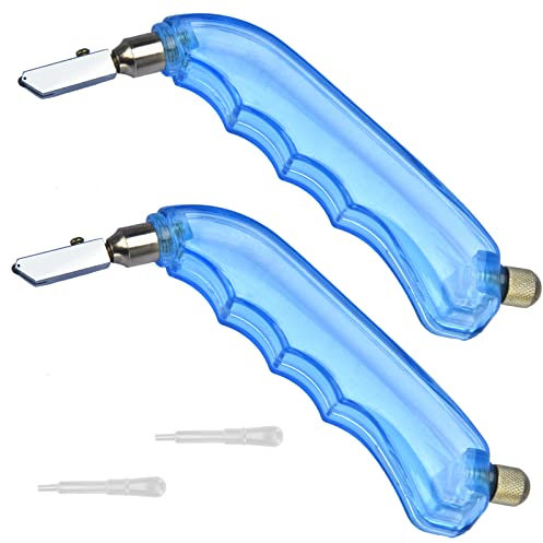 2 Pack Pistol Grip Oil Feed Glass Cutter - Heavy Duty Perfect for Cutting, Window Panes, Mirrors, Shelves, Scoring Glass Bottles and More