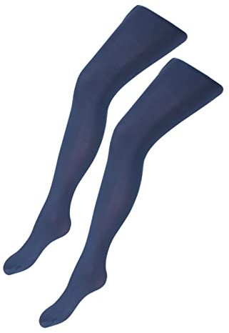 TupTam Feinstrumpfhose Mädchen 40 DEN – Mikrofaser Strumpfhose Mädchen im 2er Pack – Halbtransparent & Bequem, Farbe: Dunkelblau, Größe: 140-146